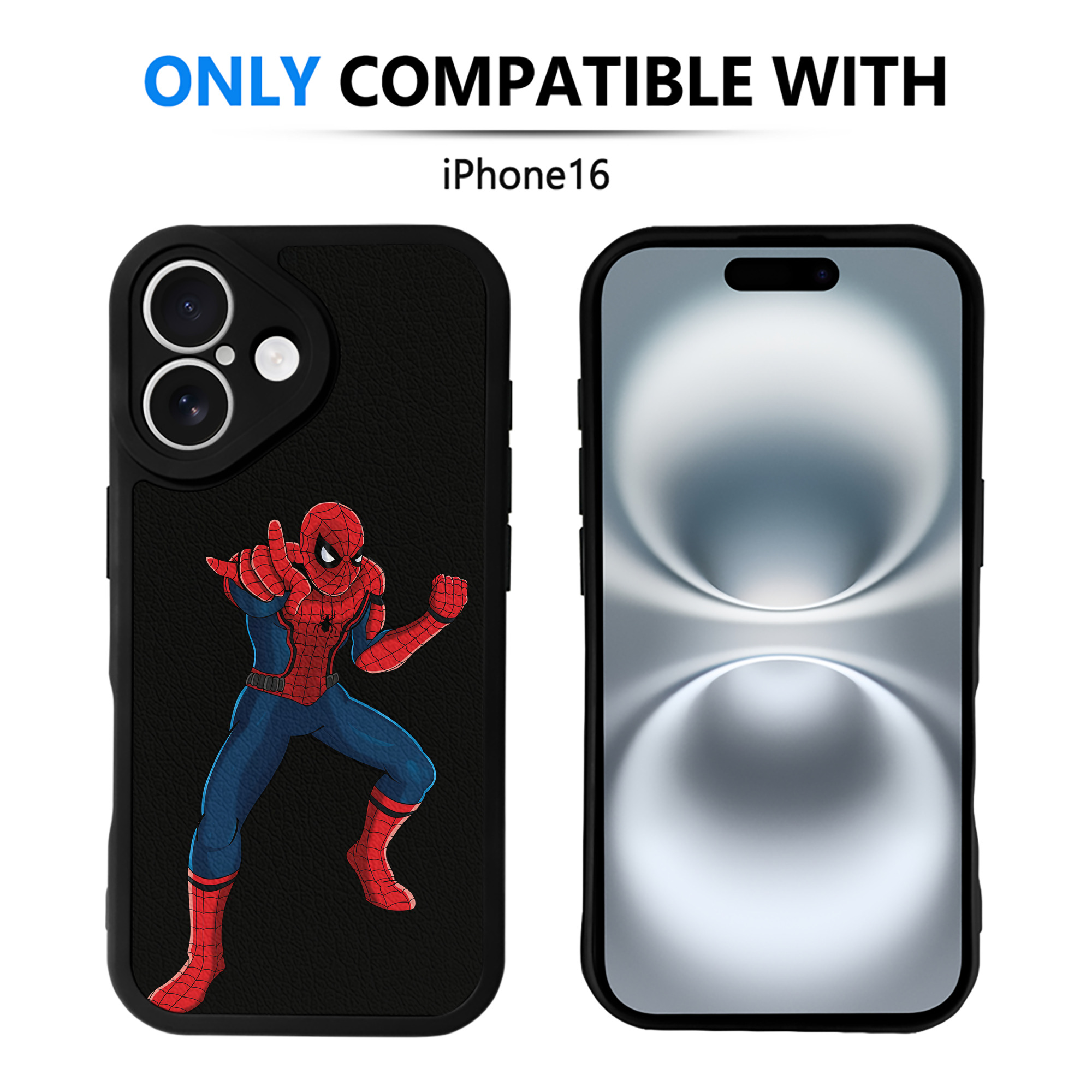 Spider Man スパイダーマン 【iPhone 16シリーズ対応】シリコンスマホケース（レザー調） 材質：シリコン